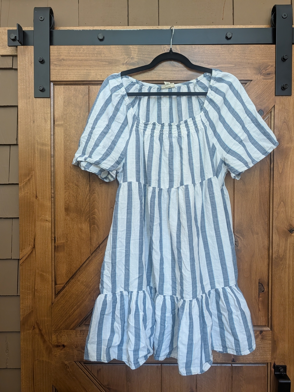 a.n.a Blue and White Striped Tiered Midi Dress